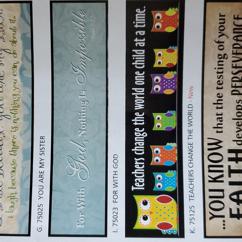 Sticks with sayings, can stand up on desk or lay flat. 10" x 2.3" x .75"